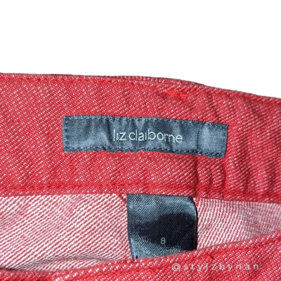 Vintage Liz Claiborne Red Wide Leg Jeans Size 8 - Picture 6 of 9